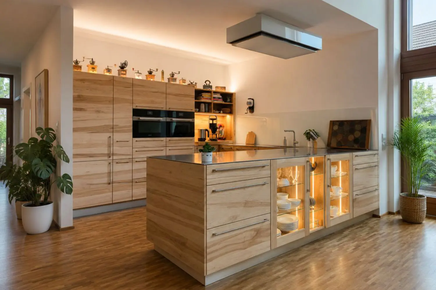 Traumküche aus Holz und Edelstahl